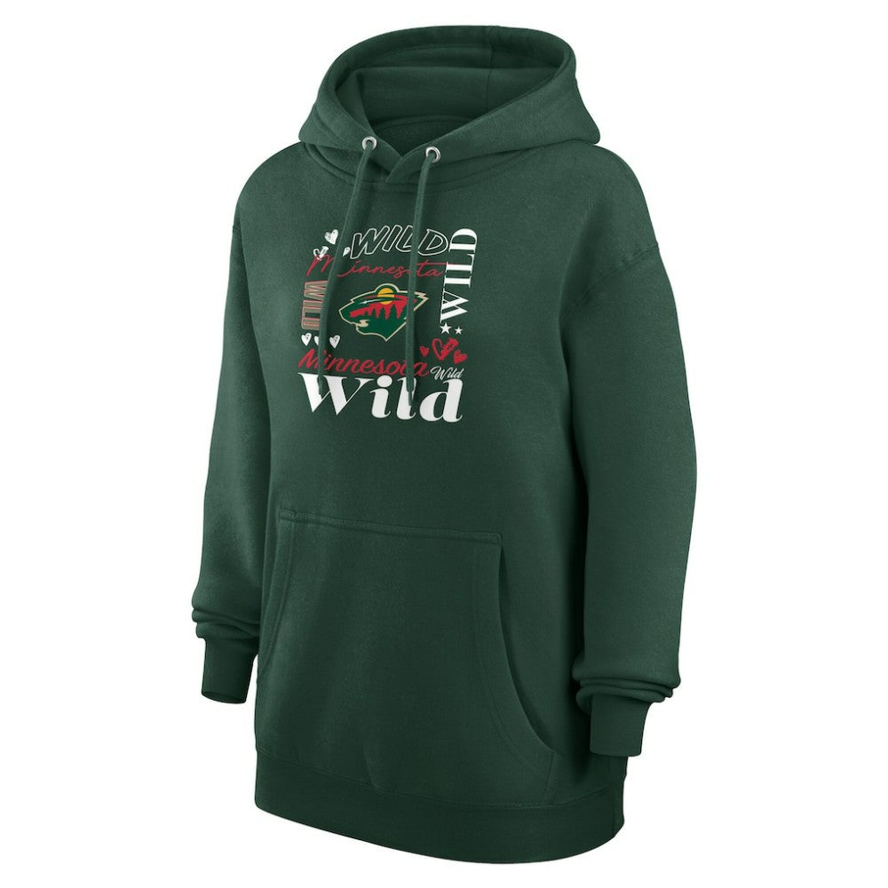 Minnesota Wild G-III 4Her by Carl Banks Women's Collage Team Graphic Tri-Blend Fleece Pullover Hoodie - Olive Hoodies