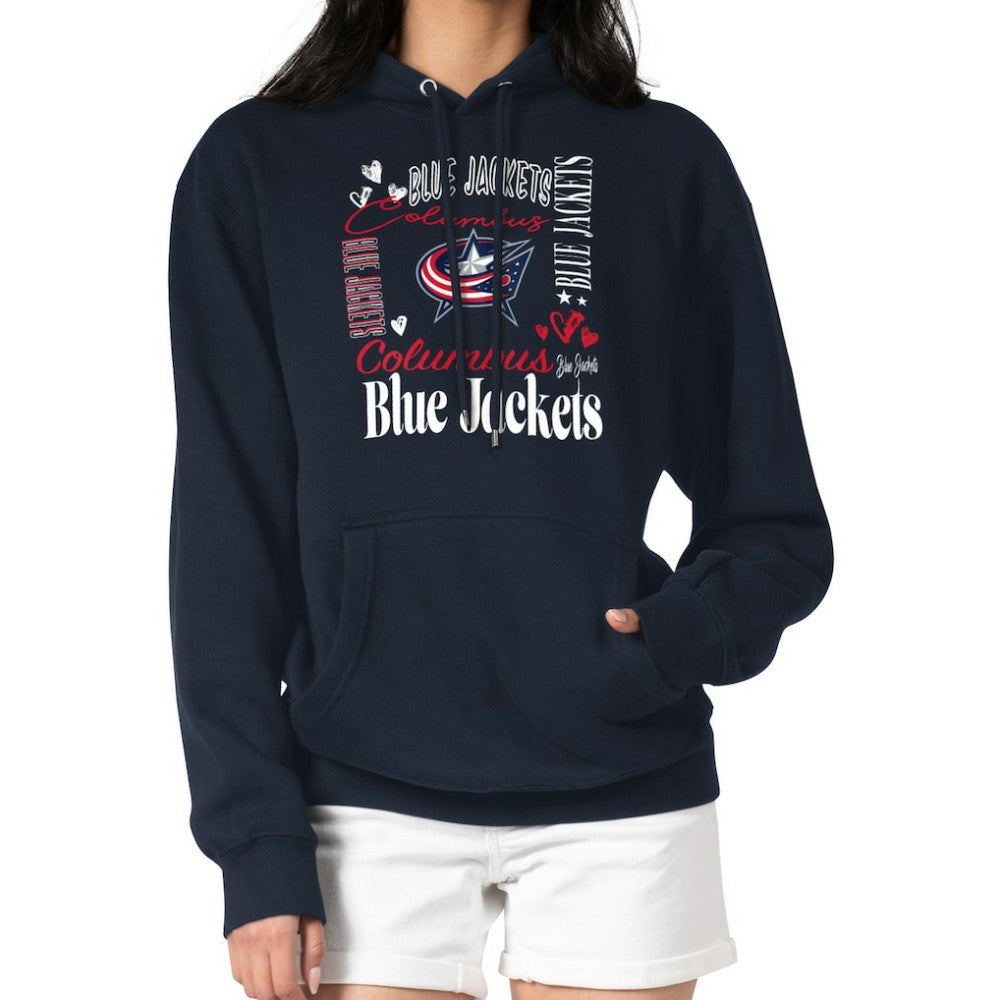Columbus Blue Jackets G-III 4Her by Carl Banks Women's Collage Team Graphic Tri-Blend Fleece Pullover Hoodie - Navy Hoodies