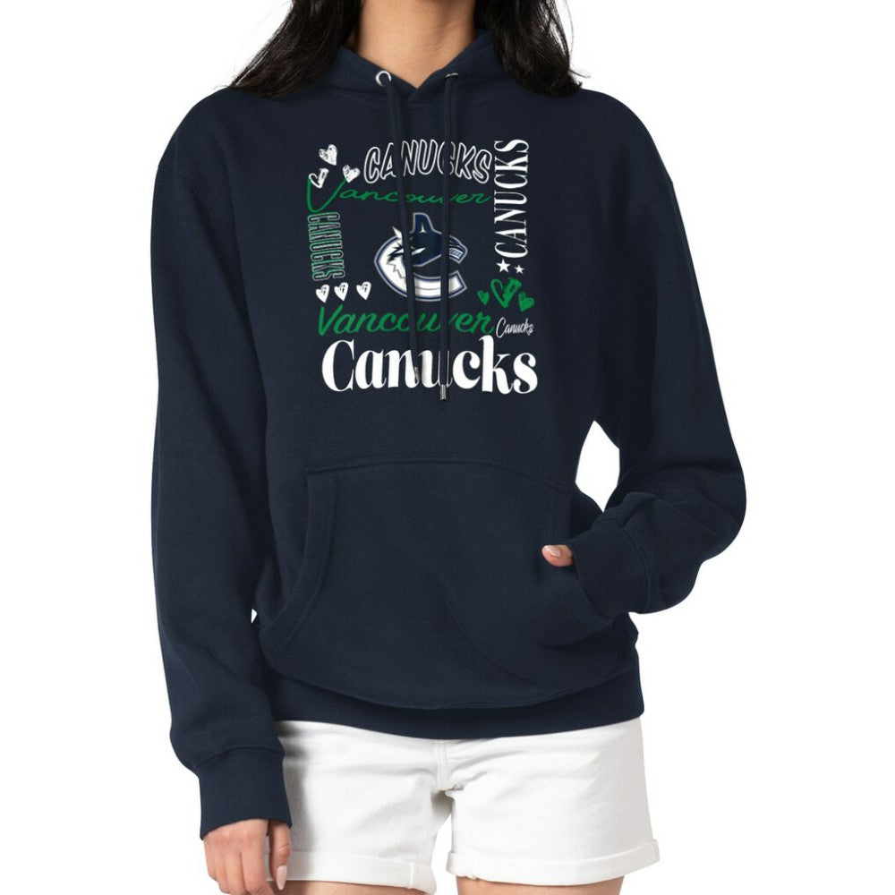 Vancouver Canucks G-III 4Her by Carl Banks Women's Collage Team Graphic Tri-Blend Fleece Pullover Hoodie - Navy Hoodies