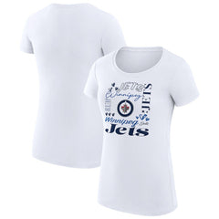Winnipeg Jets G-III 4Her by Carl Banks Women's Super-Slim Fit Lightweight Collage Team Graphic T-Shirt - White T-shirts
