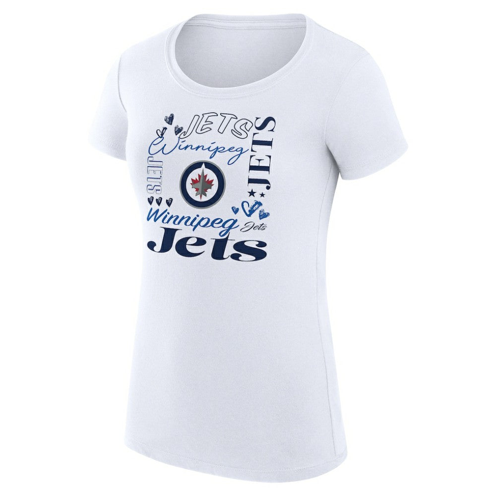 Winnipeg Jets G-III 4Her by Carl Banks Women's Super-Slim Fit Lightweight Collage Team Graphic T-Shirt - White T-shirts