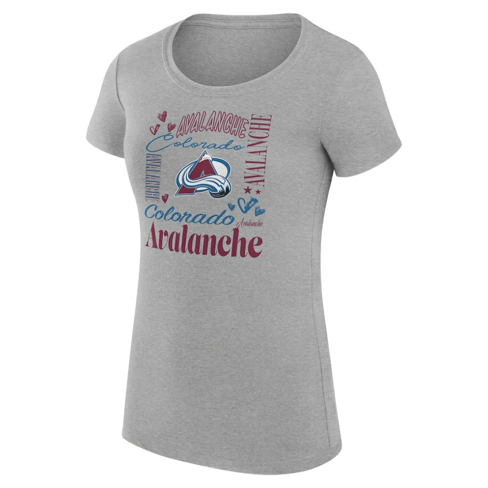Colorado Avalanche G-III 4Her by Carl Banks Women's Super-Slim Fit Lightweight Collage Team Graphic T-Shirt - Heather Gray T-shirts