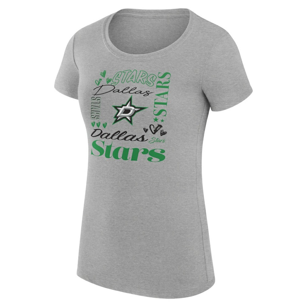 Dallas Stars G-III 4Her by Carl Banks Women's Super-Slim Fit Lightweight Collage Team Graphic T-Shirt - Heather Gray T-shirts
