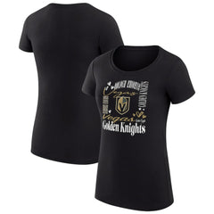 Vegas Golden Knights G-III 4Her by Carl Banks Women's Super-Slim Fit Lightweight Collage Team Graphic T-Shirt - Black T-shirts