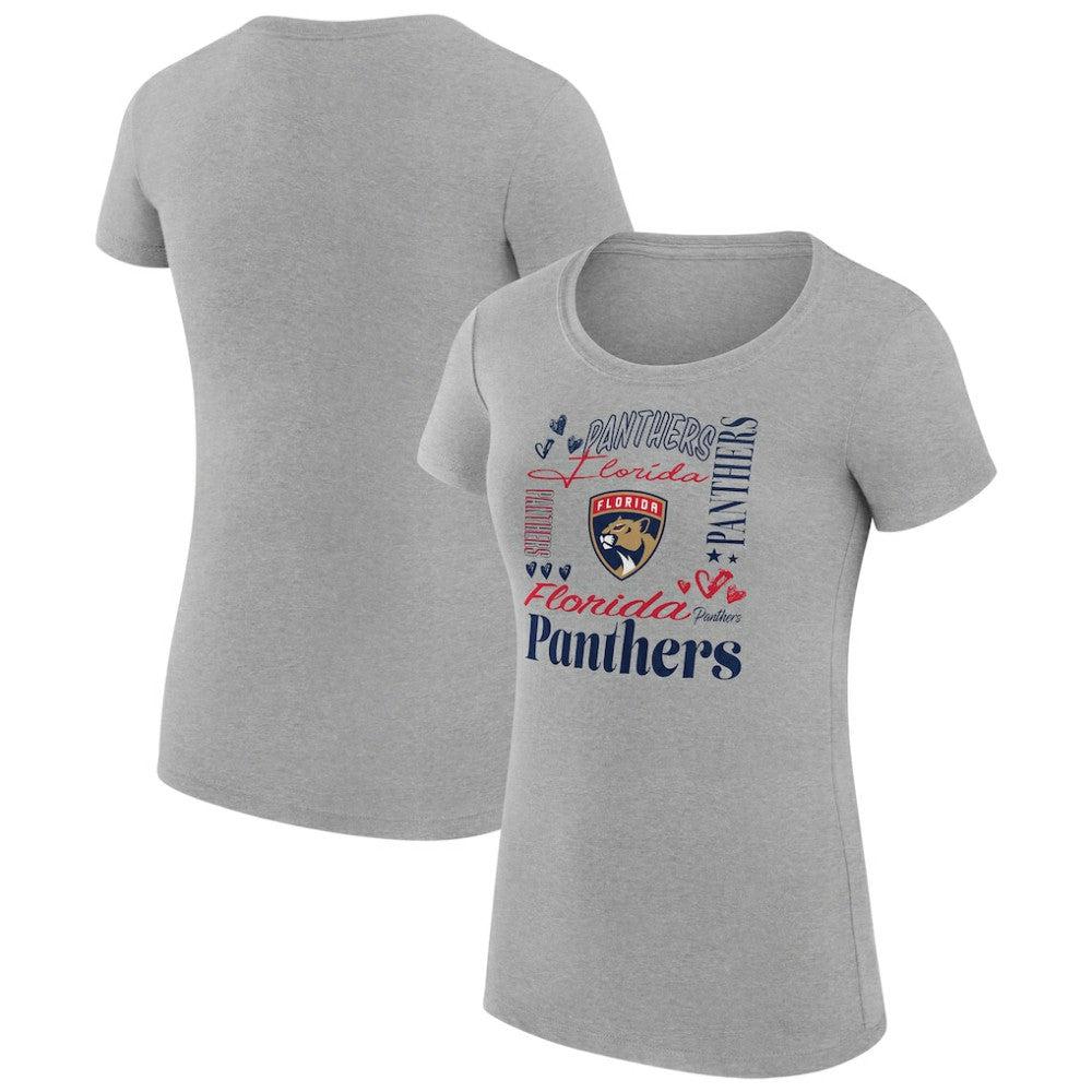 Florida Panthers G-III 4Her by Carl Banks Women's Super-Slim Fit Lightweight Collage Team Graphic T-Shirt - Heather Gray T-shirts