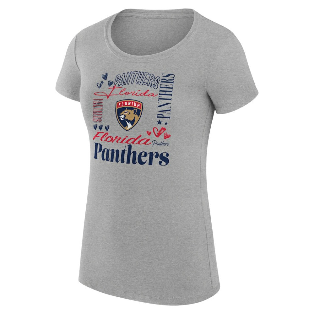Florida Panthers G-III 4Her by Carl Banks Women's Super-Slim Fit Lightweight Collage Team Graphic T-Shirt - Heather Gray T-shirts