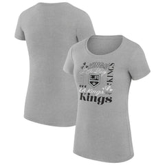 Los Angeles Kings G-III 4Her by Carl Banks Women's Super-Slim Fit Lightweight Collage Team Graphic T-Shirt - Heather Gray T-shirts