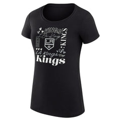 Los Angeles Kings G-III 4Her by Carl Banks Women's Super-Slim Fit Lightweight Collage Team Graphic T-Shirt - Black T-shirts