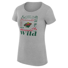 Minnesota Wild G-III 4Her by Carl Banks Women's Super-Slim Fit Lightweight Collage Team Graphic T-Shirt - Heather Gray T-shirts