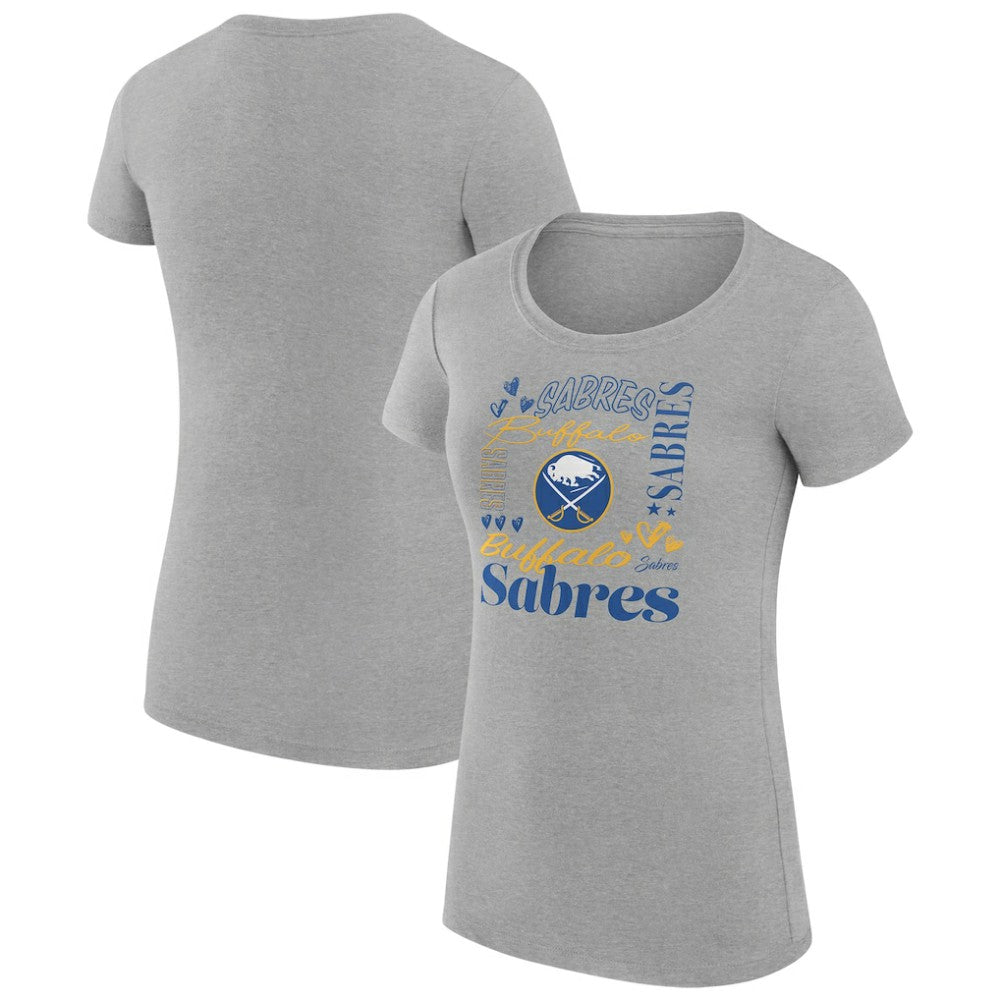 Buffalo Sabres G-III 4Her by Carl Banks Women's Super-Slim Fit Lightweight Collage Team Graphic T-Shirt - Heather Gray T-shirts