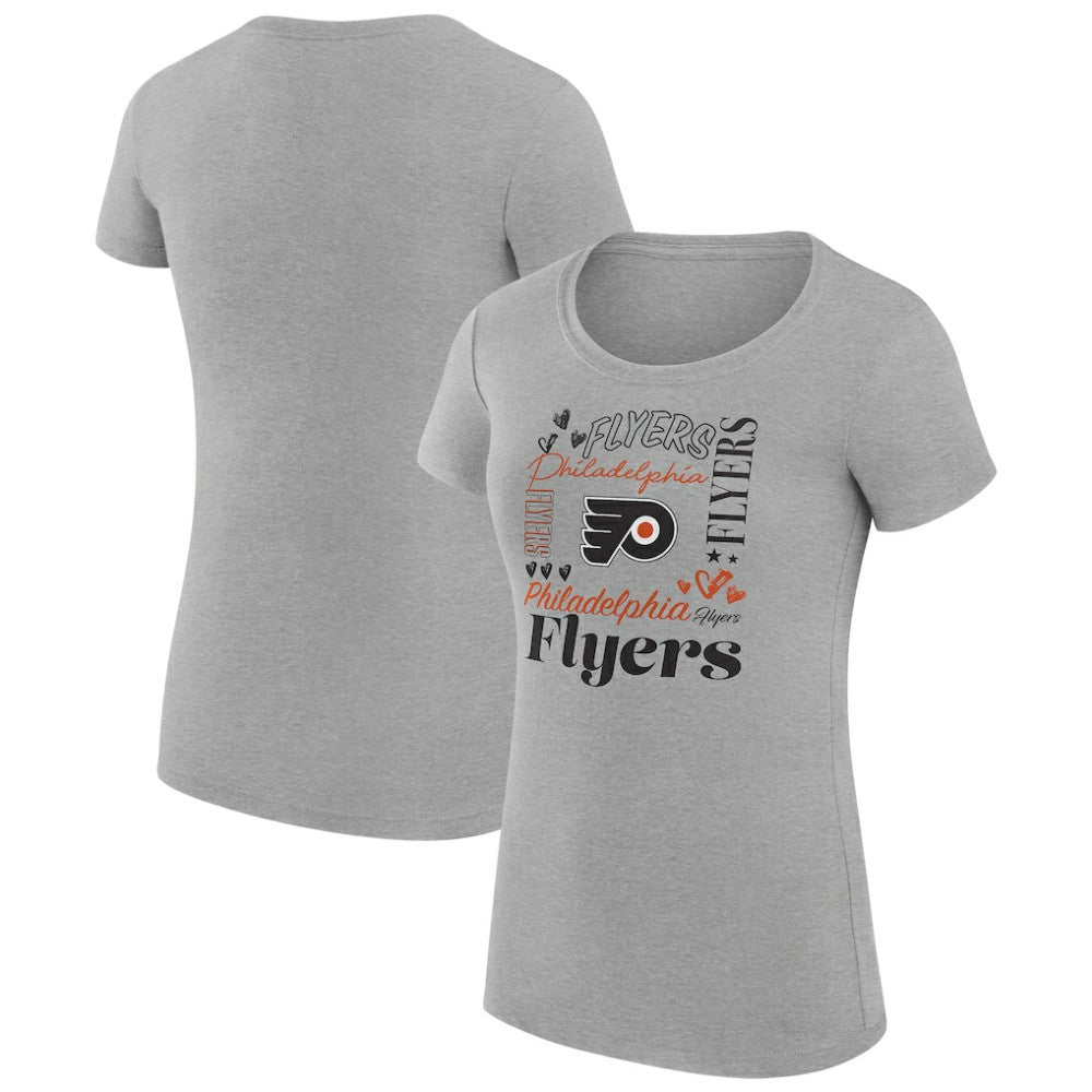 Philadelphia Flyers G-III 4Her by Carl Banks Women's Super-Slim Fit Lightweight Collage Team Graphic T-Shirt - Heather Gray T-shirts