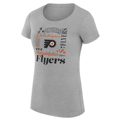 Philadelphia Flyers G-III 4Her by Carl Banks Women's Super-Slim Fit Lightweight Collage Team Graphic T-Shirt - Heather Gray T-shirts