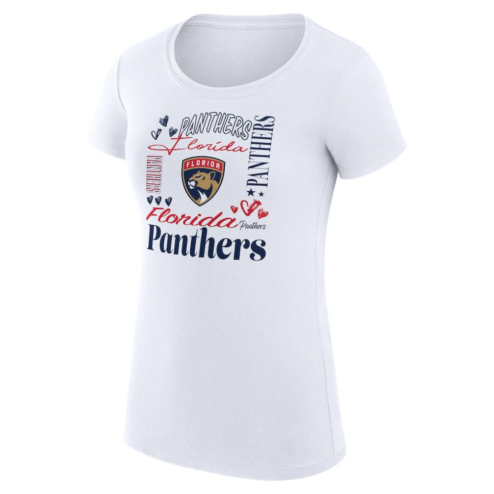Florida Panthers G-III 4Her by Carl Banks Women's Super-Slim Fit Lightweight Collage Team Graphic T-Shirt - White T-shirts