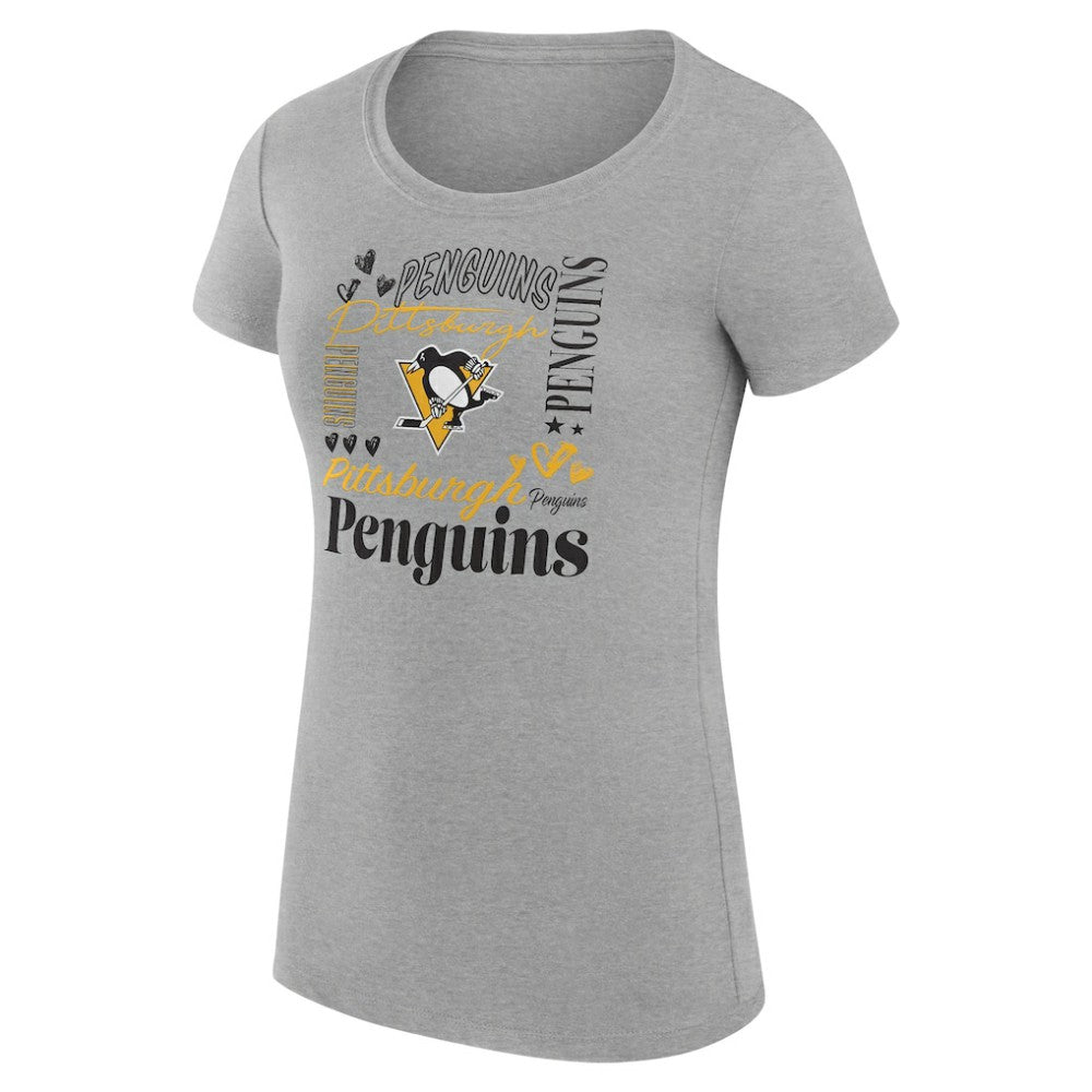 Pittsburgh Penguins G-III 4Her by Carl Banks Women's Super-Slim Fit Lightweight Collage Team Graphic T-Shirt - Heather Gray T-shirts