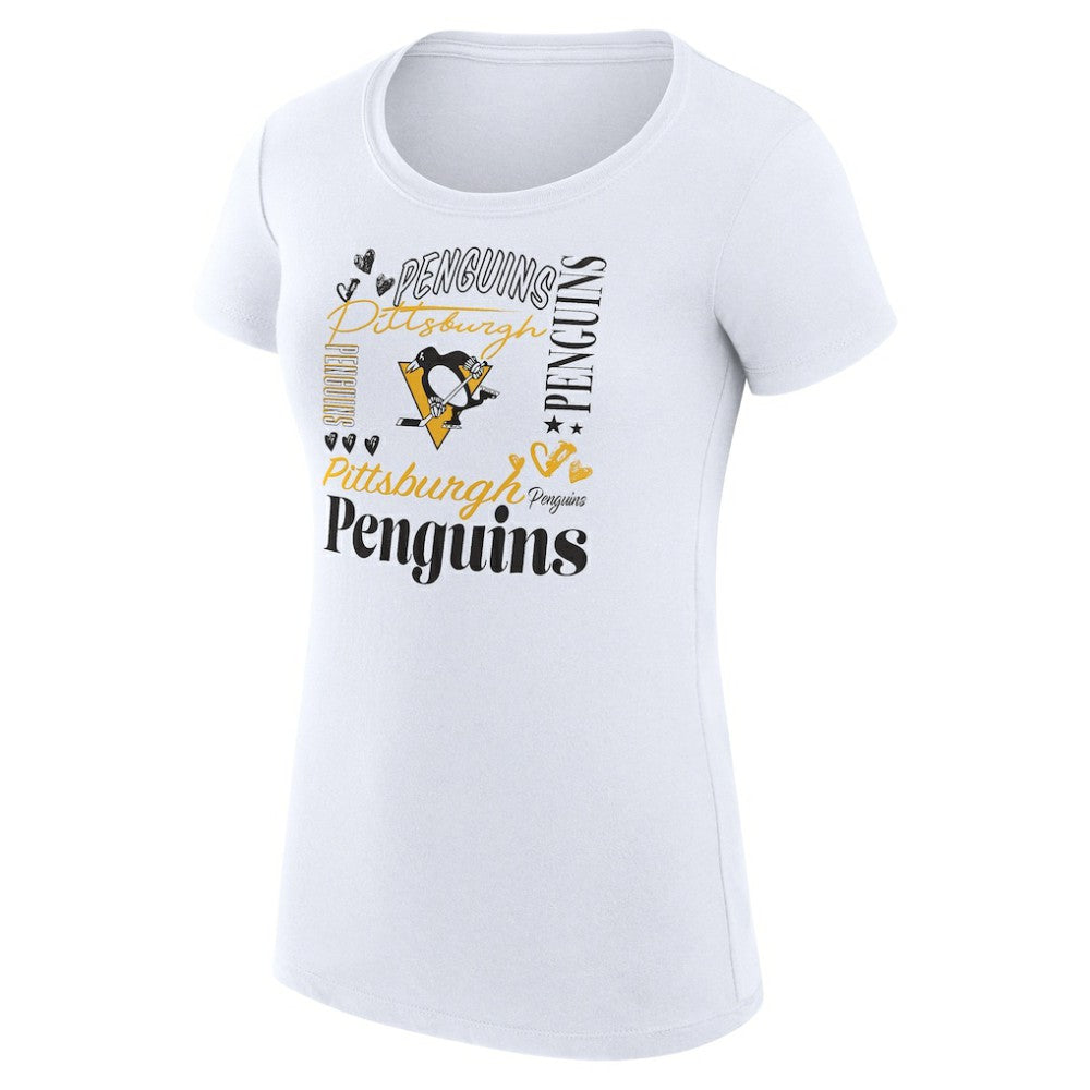 Pittsburgh Penguins G-III 4Her by Carl Banks Women's Super-Slim Fit Lightweight Collage Team Graphic T-Shirt - White T-shirts