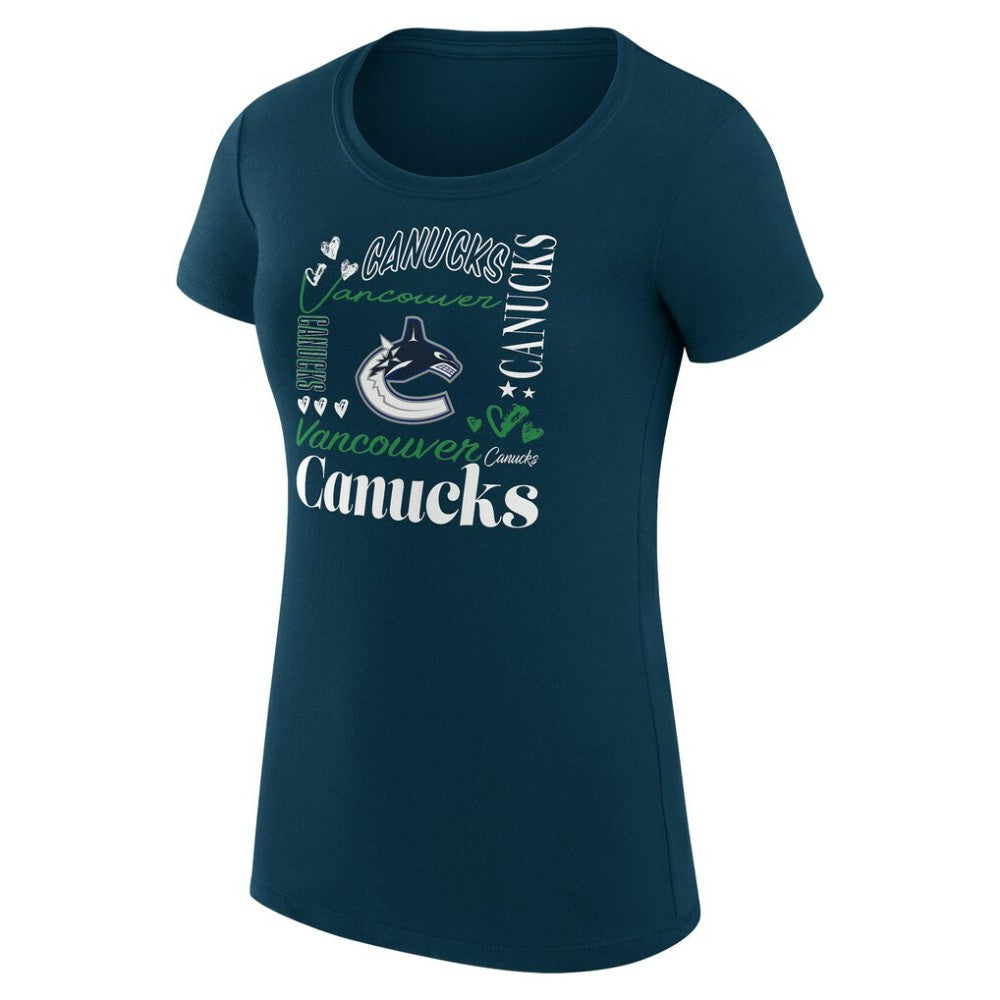 Vancouver Canucks G-III 4Her by Carl Banks Women's Super-Slim Fit Lightweight Collage Team Graphic T-Shirt - Navy T-shirts