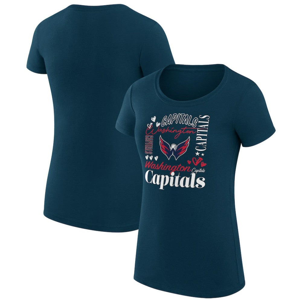 Washington Capitals G-III 4Her by Carl Banks Women's Super-Slim Fit Lightweight Collage Team Graphic T-Shirt - Navy T-shirts