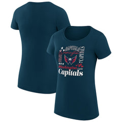 Washington Capitals G-III 4Her by Carl Banks Women's Super-Slim Fit Lightweight Collage Team Graphic T-Shirt - Navy T-shirts
