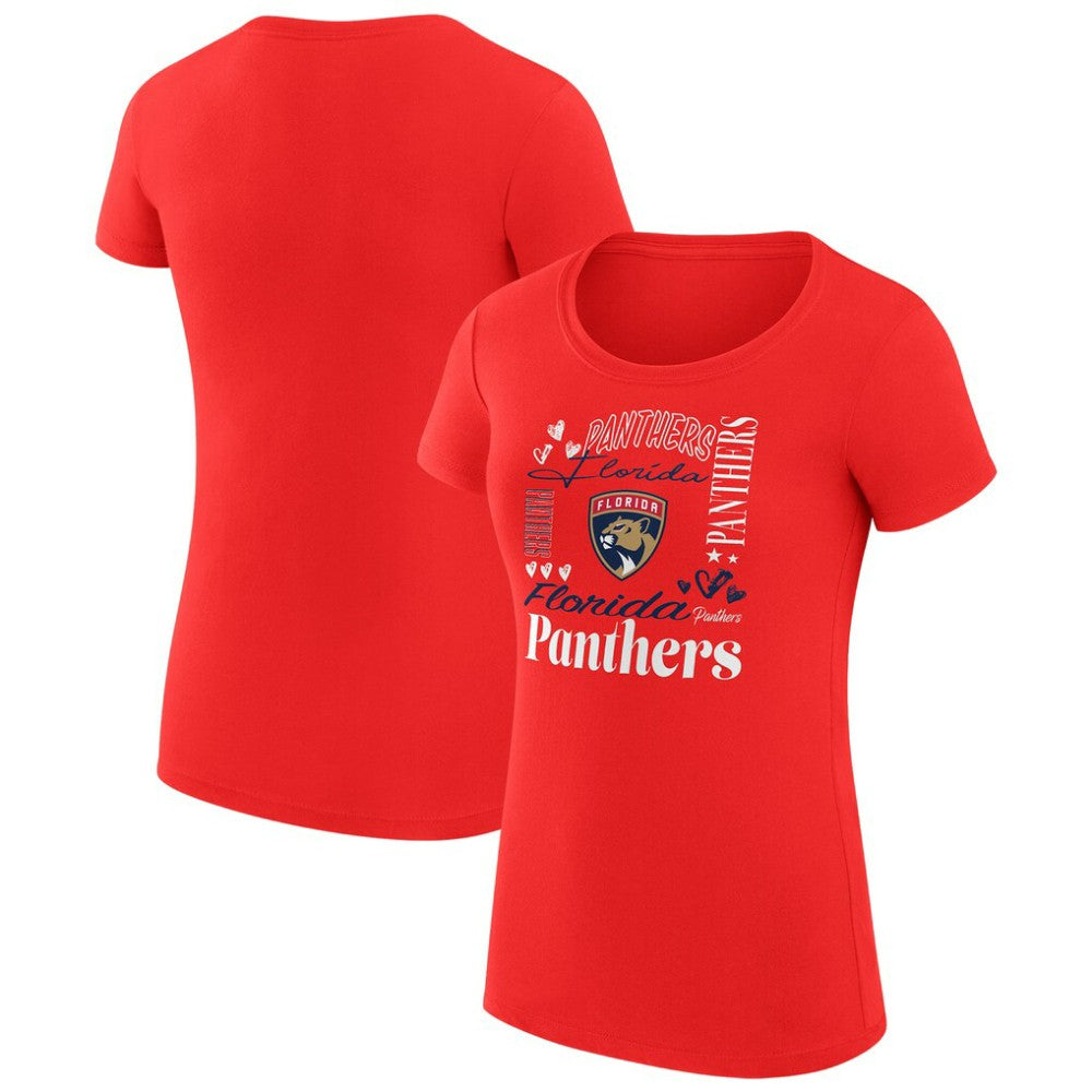 Florida Panthers G-III 4Her by Carl Banks Women's Super-Slim Fit Lightweight Collage Team Graphic T-Shirt - Red T-shirts