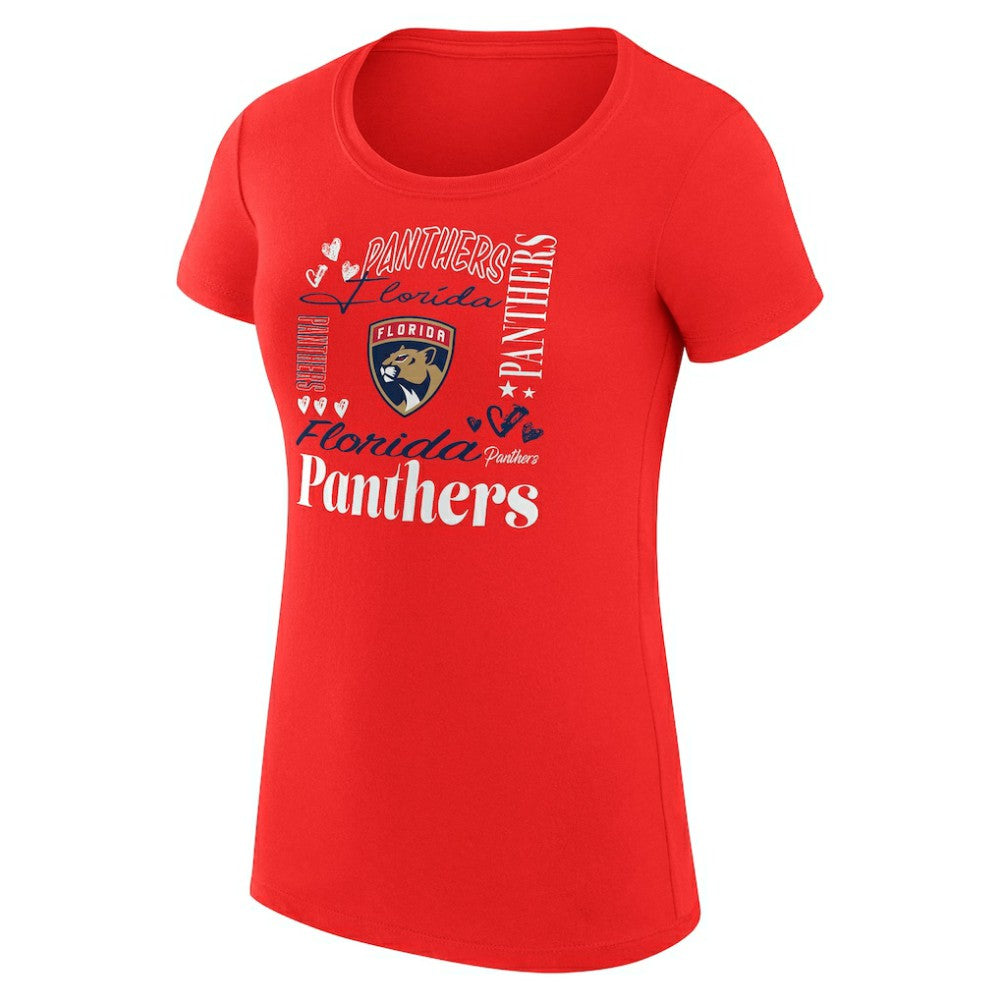 Florida Panthers G-III 4Her by Carl Banks Women's Super-Slim Fit Lightweight Collage Team Graphic T-Shirt - Red T-shirts