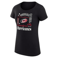 Carolina Hurricanes G-III 4Her by Carl Banks Women's Super-Slim Fit Lightweight Collage Team Graphic T-Shirt - Black T-shirts