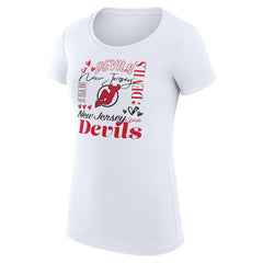 New Jersey Devils G-III 4Her by Carl Banks Women's Super-Slim Fit Lightweight Collage Team Graphic T-Shirt - White T-shirts