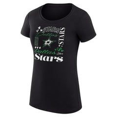 Dallas Stars G-III 4Her by Carl Banks Women's Super-Slim Fit Lightweight Collage Team Graphic T-Shirt - Black T-shirts
