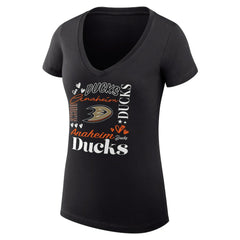 Anaheim Ducks G-III 4Her by Carl Banks Women's Super-Slim Fit Lightweight Collage Team Graphic T-Shirt - Black T-shirts