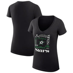 Dallas Stars G-III 4Her by Carl Banks Women's Super-Slim Fit Lightweight Collage Team Graphic T-Shirt - Black T-shirts