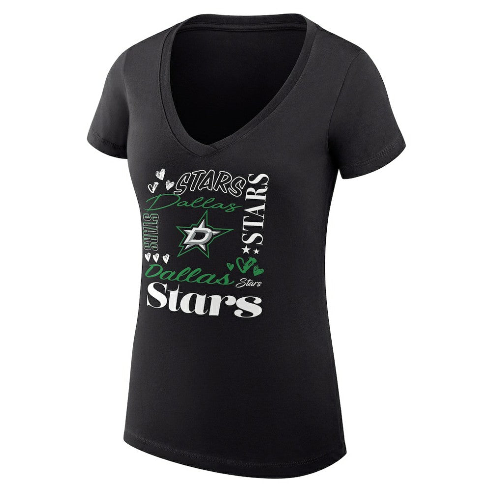 Dallas Stars G-III 4Her by Carl Banks Women's Super-Slim Fit Lightweight Collage Team Graphic T-Shirt - Black T-shirts