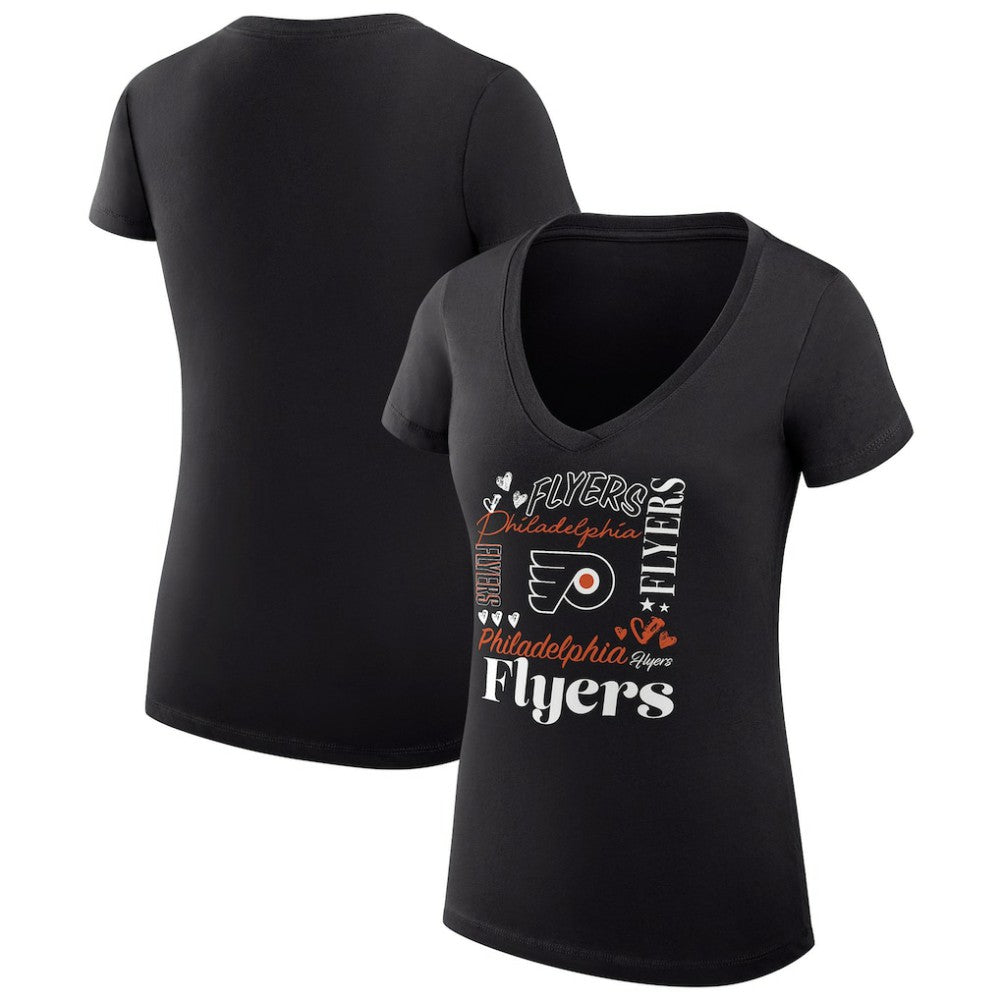 Philadelphia Flyers G-III 4Her by Carl Banks Women's Super-Slim Fit Lightweight Collage Team Graphic T-Shirt - Black T-shirts