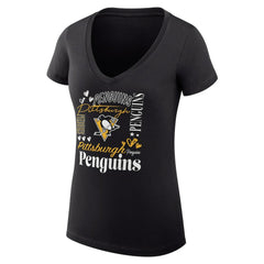 Pittsburgh Penguins G-III 4Her by Carl Banks Women's Super-Slim Fit Lightweight Collage Team Graphic T-Shirt - Black T-shirts