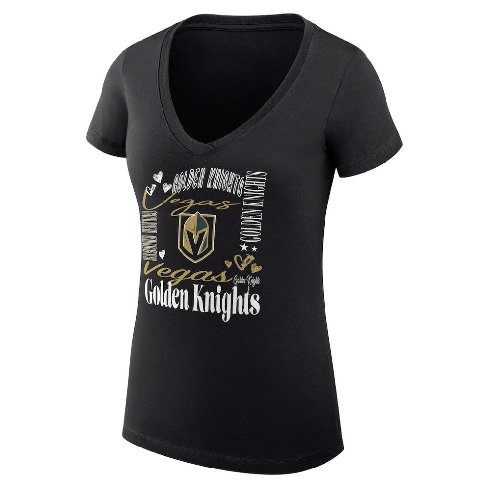 Vegas Golden Knights G-III 4Her by Carl Banks Women's Super-Slim Fit Lightweight Collage Team Graphic T-Shirt - Black T-shirts
