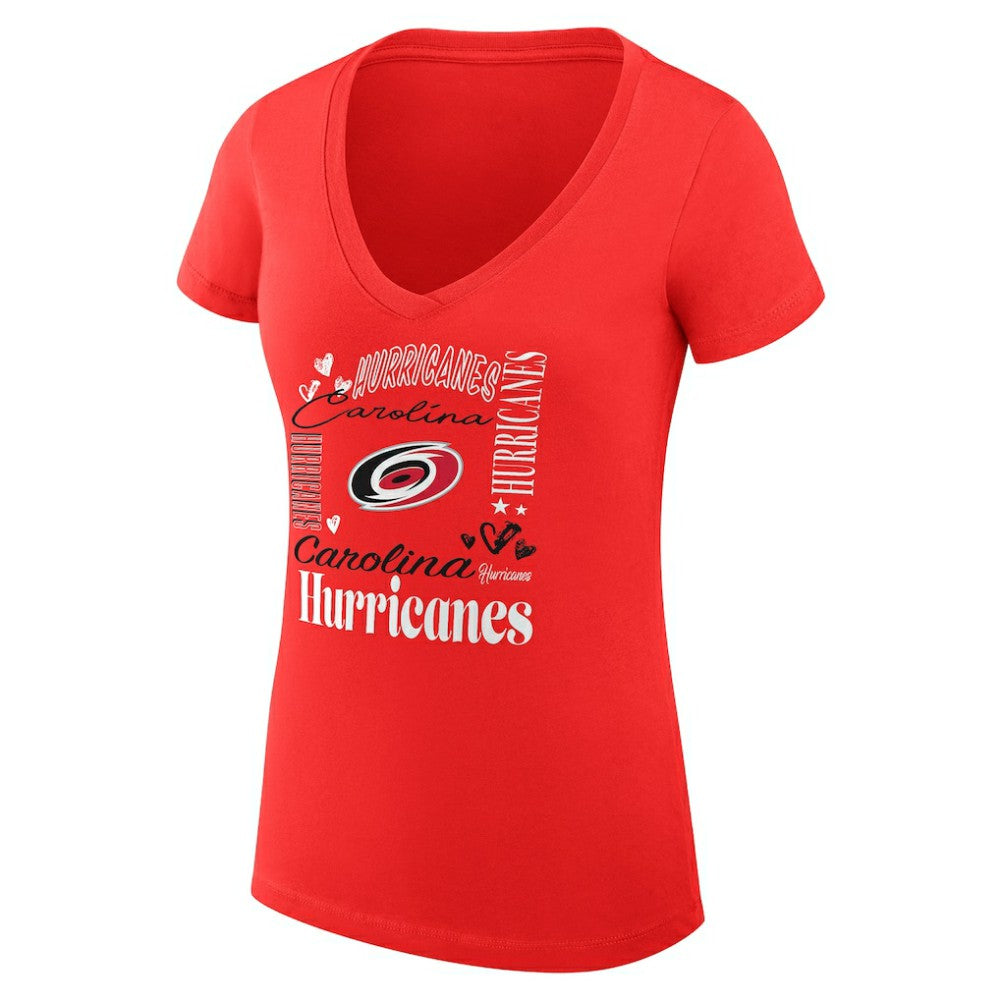 Carolina Hurricanes G-III 4Her by Carl Banks Women's Super-Slim Fit Lightweight Collage Team Graphic T-Shirt - Red T-shirts