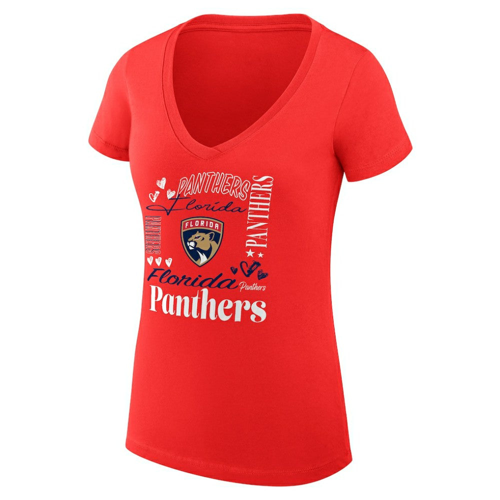 Florida Panthers G-III 4Her by Carl Banks Women's Super-Slim Fit Lightweight Collage Team Graphic T-Shirt - Red T-shirts