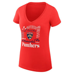 Florida Panthers G-III 4Her by Carl Banks Women's Super-Slim Fit Lightweight Collage Team Graphic T-Shirt - Red T-shirts