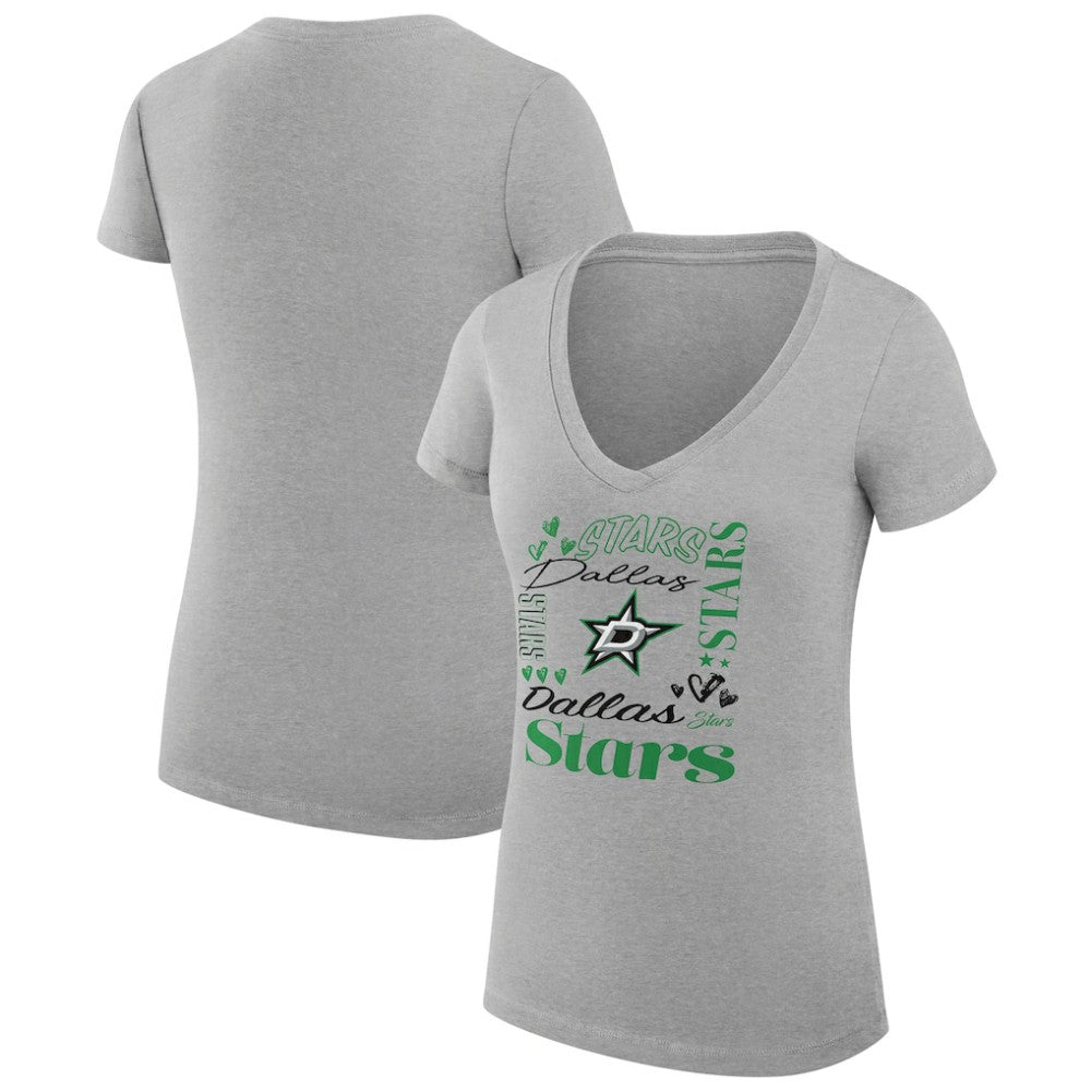 Dallas Stars G-III 4Her by Carl Banks Women's Super-Slim Fit Lightweight Collage Team Graphic T-Shirt - Heather Gray T-shirts