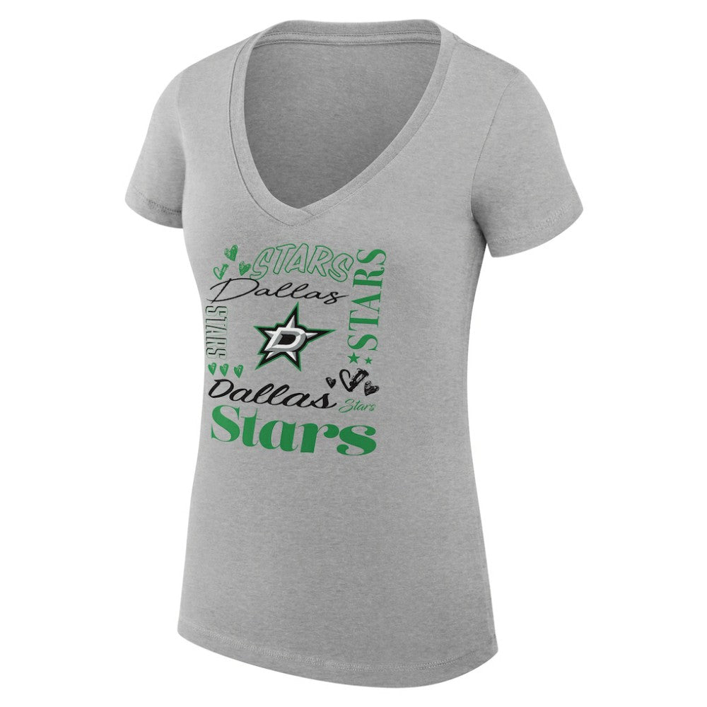 Dallas Stars G-III 4Her by Carl Banks Women's Super-Slim Fit Lightweight Collage Team Graphic T-Shirt - Heather Gray T-shirts