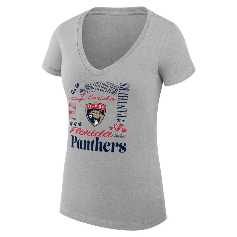 Florida Panthers G-III 4Her by Carl Banks Women's Super-Slim Fit Lightweight Collage Team Graphic T-Shirt - Heather Gray T-shirts