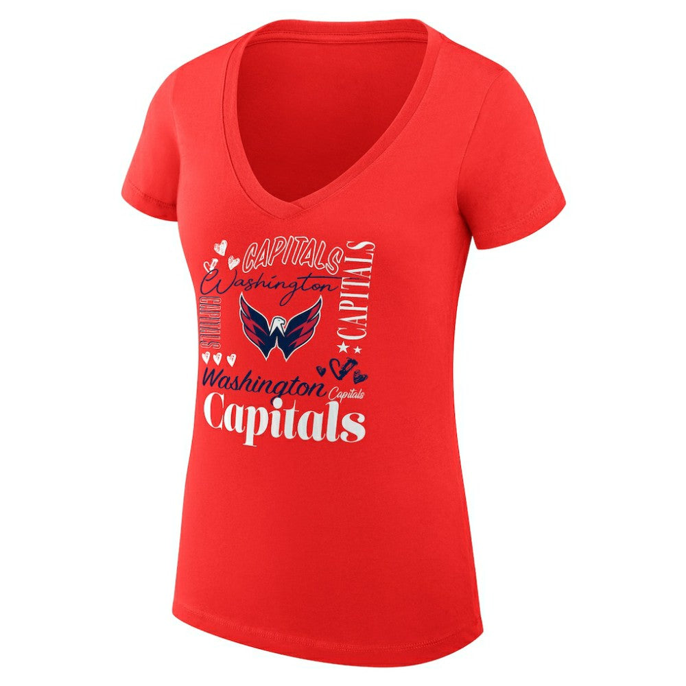 Washington Capitals G-III 4Her by Carl Banks Women's Super-Slim Fit Lightweight Collage Team Graphic T-Shirt - Red T-shirts