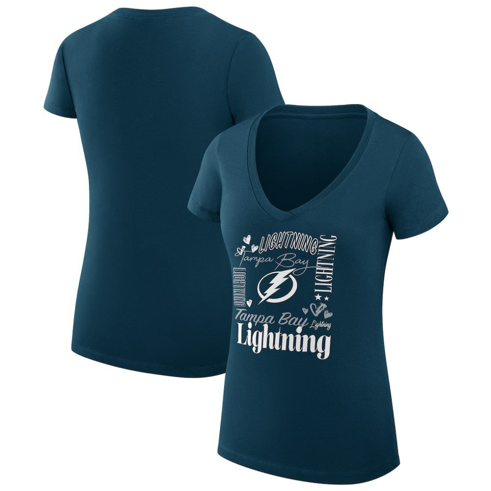 Tampa Bay Lightning G-III 4Her by Carl Banks Women's Super-Slim Fit Lightweight Collage Team Graphic T-Shirt - Blue T-shirts
