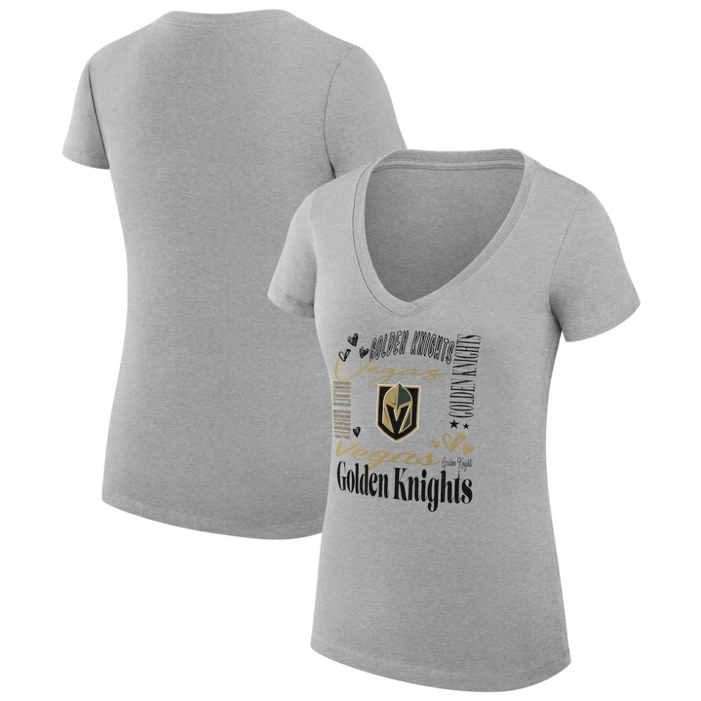 Vegas Golden Knights G-III 4Her by Carl Banks Women's Super-Slim Fit Lightweight Collage Team Graphic T-Shirt - Heather Gray T-shirts