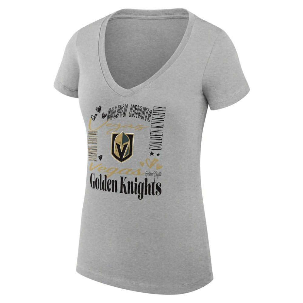 Vegas Golden Knights G-III 4Her by Carl Banks Women's Super-Slim Fit Lightweight Collage Team Graphic T-Shirt - Heather Gray T-shirts