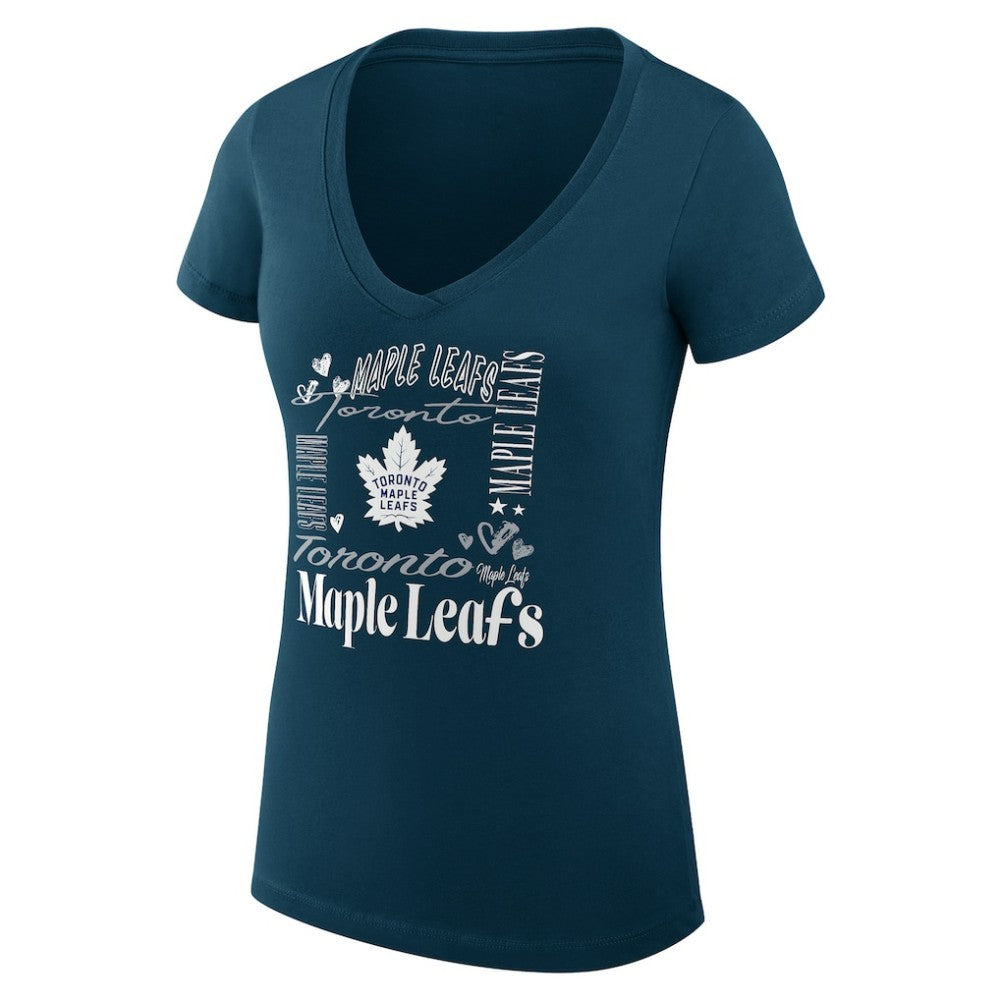 Toronto Maple Leafs G-III 4Her by Carl Banks Women's Super-Slim Fit Lightweight Collage Team Graphic T-Shirt - Blue T-shirts