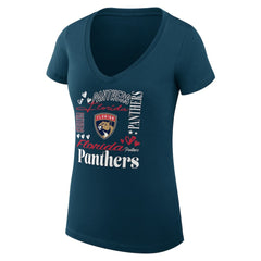 Florida Panthers G-III 4Her by Carl Banks Women's Super-Slim Fit Lightweight Collage Team Graphic T-Shirt - Navy T-shirts