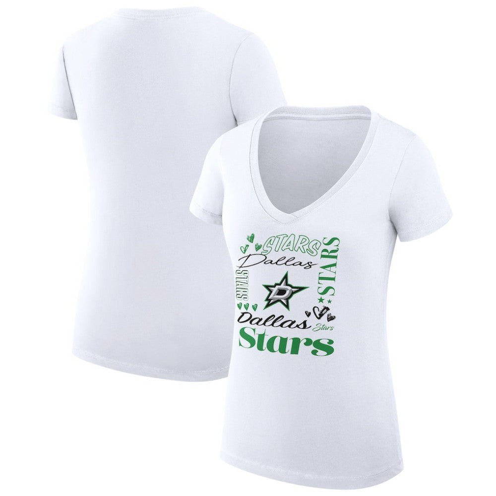 Dallas Stars G-III 4Her by Carl Banks Women's Super-Slim Fit Lightweight Collage Team Graphic T-Shirt - White T-shirts