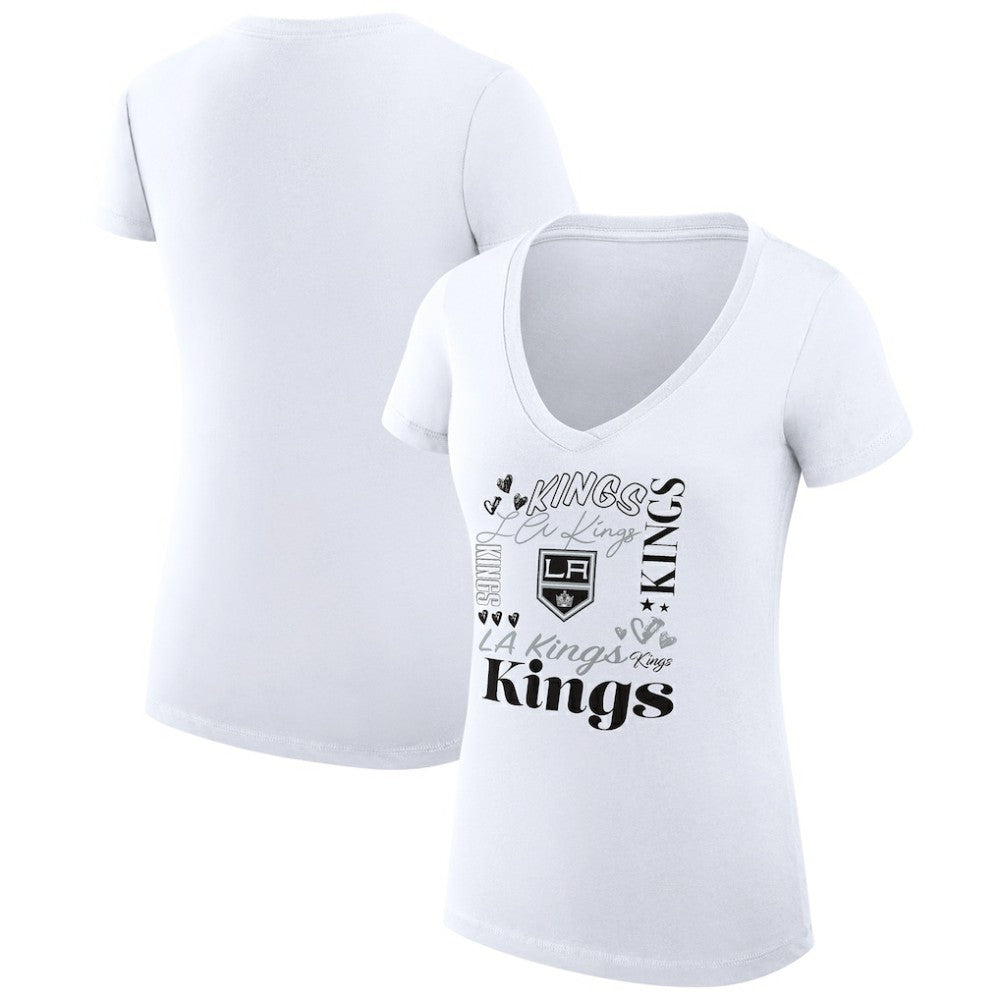 Los Angeles Kings G-III 4Her by Carl Banks Women's Super-Slim Fit Lightweight Collage Team Graphic T-Shirt - White T-shirts