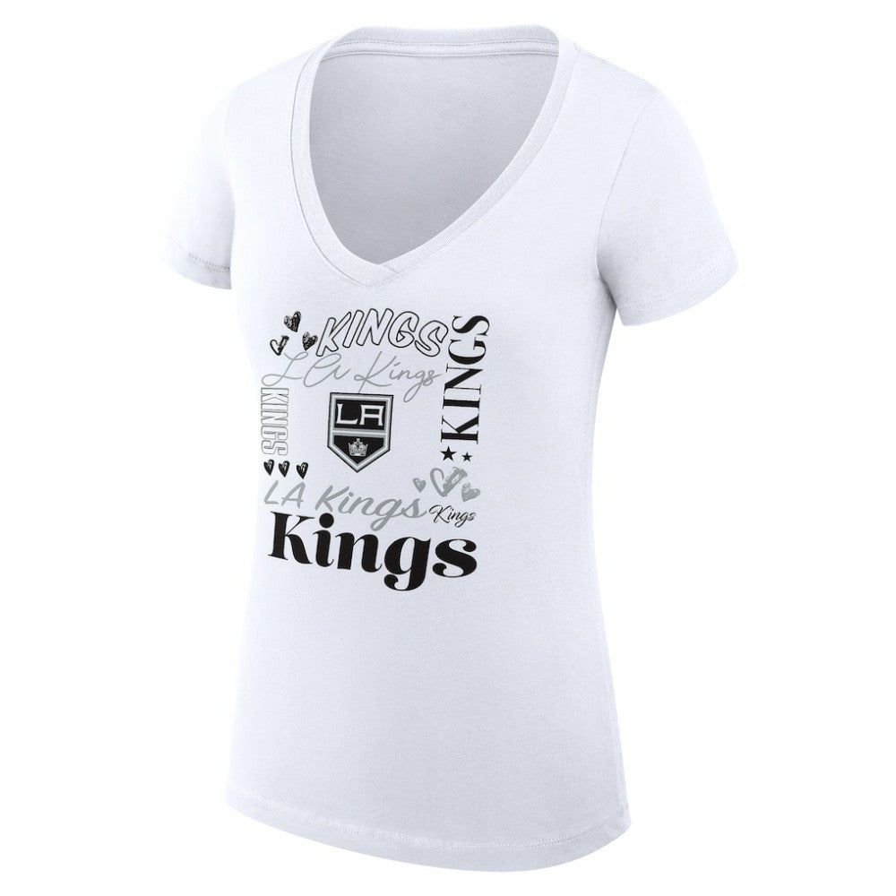 Los Angeles Kings G-III 4Her by Carl Banks Women's Super-Slim Fit Lightweight Collage Team Graphic T-Shirt - White T-shirts