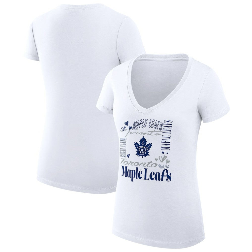 Toronto Maple Leafs G-III 4Her by Carl Banks Women's Super-Slim Fit Lightweight Collage Team Graphic T-Shirt - White T-shirts