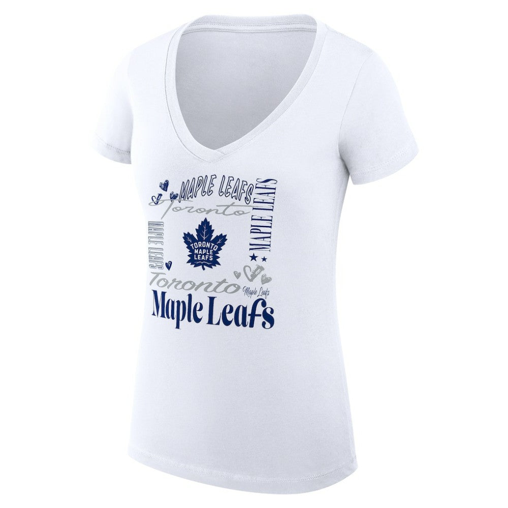 Toronto Maple Leafs G-III 4Her by Carl Banks Women's Super-Slim Fit Lightweight Collage Team Graphic T-Shirt - White T-shirts